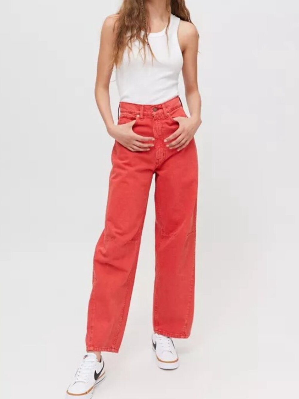 BDG High & Wide Cropped Wide Leg Jeans Red Size 26